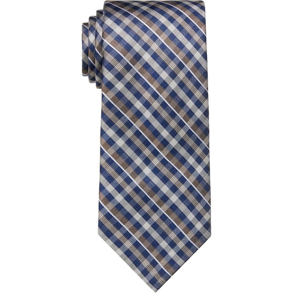 Michael Kors Men's Grid Check-Print Tie - Taupe - Picture 3 of 5